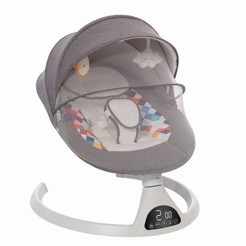 Leagăn Electric Bebeluși cu scoică detașabilă, Balansoar pentru bebe cu 5 trepte de legănare, plasă protecție, conexiune Bluetooth, telecomandă,USB, Jucării și Melodii
