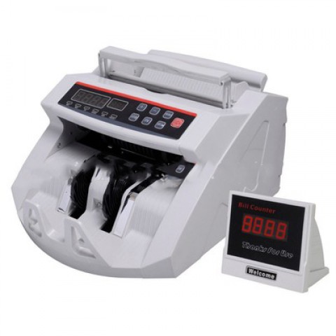 Masina de numarat bancnote/bani si detectie falsuri, display LCD, verificator de autenticitate UV/MG/MT/IR/DD, Model 2021, 1000 bancnote/min, 80W