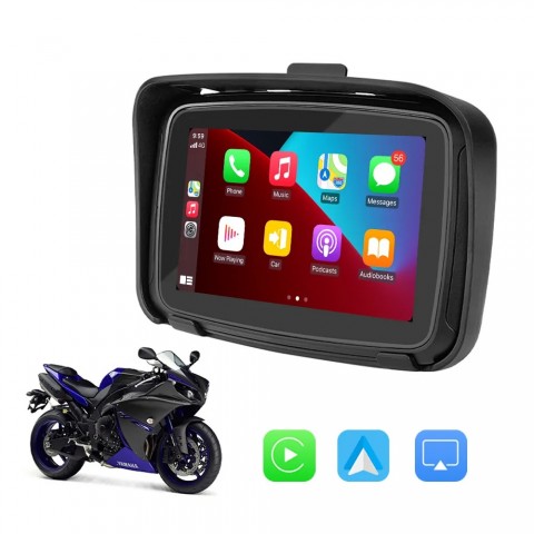GPS, Sistem de navigație 5" pentru motociclete, cu ecran tactil, Wireless Android Auto, Wireless Carplay, aplicații, USB, Wi-Fi, Bluetooth