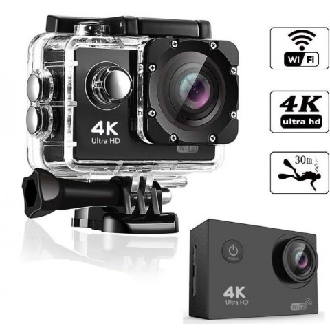 Cameră Video Sport, Action Camera, 4K Ultra HD, 16 Mp, Wifi, Waterproof 30 metri,  LCD 2" + Accesorii Prindere Cadou