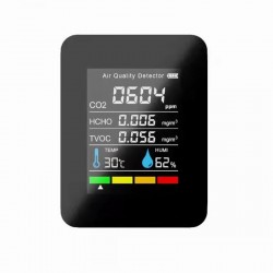 Monitor portabil / senzor măsurare calitate aer, 3 in 1, detector Co2 dioxid de carbon, Tvoc compusi volatili, Hcho formaldehida