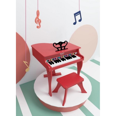 Pian pentru copii din lemn cu scăunel, 3 octave, pentru inițierea în muzică, descopiți talentul de mici