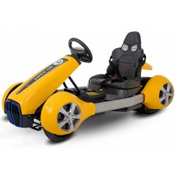 Mașinuță tip BMW - Kart electric pe baterie, cu pedale si volan + telecomandă, cu roți iluminate, pentru copii