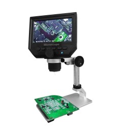 Microscop Digital FullHD cu mărire 1-600X cu ecran propriu și cameră 3.6 Mp 8 LED, pentru reparații electroniști, bijutieri, analize medicale 