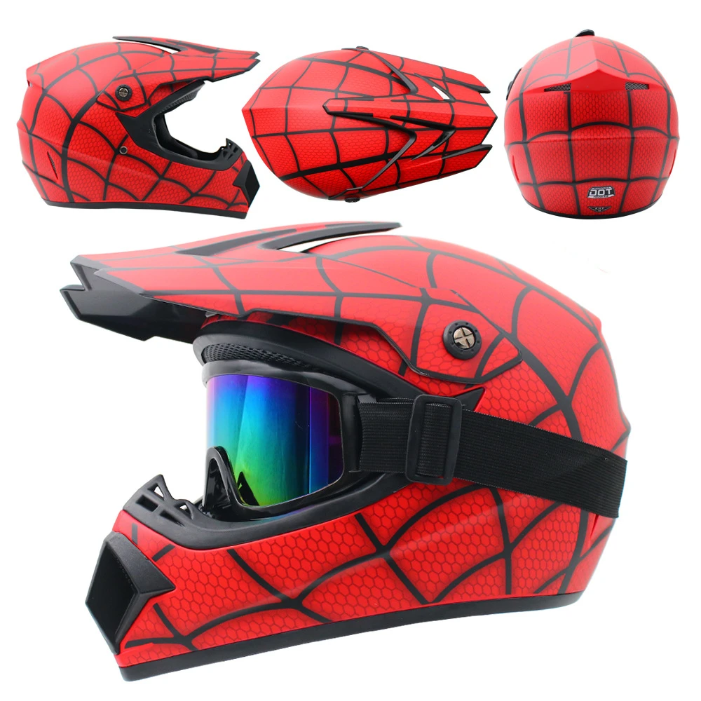 Set Cască Spiderman pentru Cross, cu Mănuși, Ochelari, Cagulă / Motociclete, Dirt Bike, Enduro, Atv, Mărime S, M, L, XL - Flytec™ Set Cască Spiderman pentru Cross, cu Mănuși, Ochelari, Cagulă / Motociclete, Dirt Bike, Enduro, Atv, Mărime S, M, L, XL - Flytec™