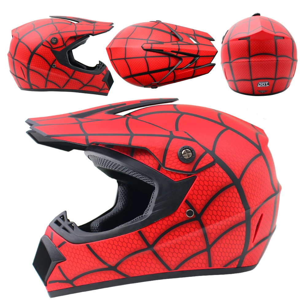 Set Cască Spiderman pentru Cross, cu Mănuși, Ochelari, Cagulă / Motociclete, Dirt Bike, Enduro, Atv, Mărime S, M, L, XL - Flytec™ Set Cască Spiderman pentru Cross, cu Mănuși, Ochelari, Cagulă / Motociclete, Dirt Bike, Enduro, Atv, Mărime S, M, L, XL - Flytec™
