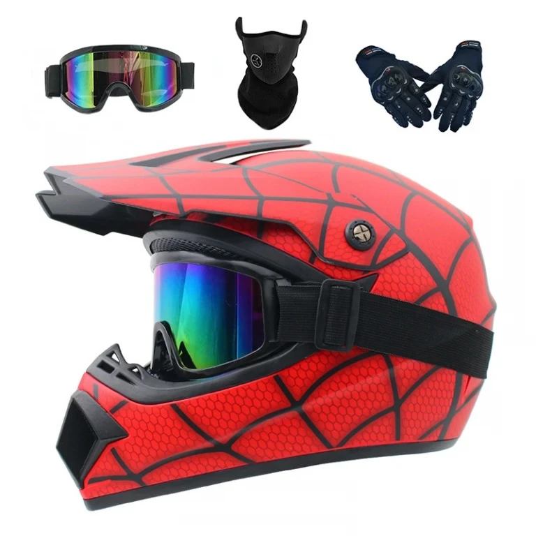 Set Cască Spiderman pentru Cross, cu Mănuși, Ochelari, Cagulă / Motociclete, Dirt Bike, Enduro, Atv, Mărime S, M, L, XL - Flytec™ Set Cască Spiderman pentru Cross, cu Mănuși, Ochelari, Cagulă / Motociclete, Dirt Bike, Enduro, Atv, Mărime S, M, L, XL - Flytec™