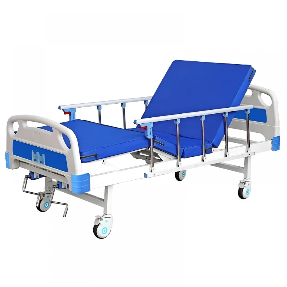 Pat de spital rabatabil, mecanic cu ridicare a spatelui si picioarelor, mobil cu 4 sectiuni, pentru ingrijire pacienti, din otel, cu saltea, suport perfuzie, roti mobile Pat de spital rabatabil, mecanic cu ridicare a spatelui si picioarelor, mobil cu 4 sectiuni, pentru ingrijire pacienti, din otel, cu saltea, suport perfuzie, roti mobile