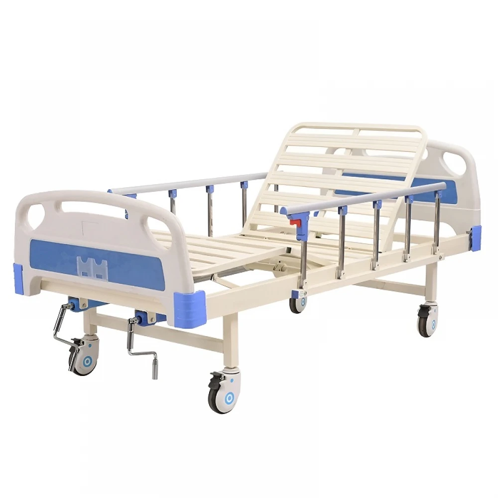 Pat de spital rabatabil, mecanic cu ridicare a spatelui si picioarelor, mobil cu 4 sectiuni, pentru ingrijire pacienti, din otel, cu saltea, suport perfuzie, roti mobile Pat de spital rabatabil, mecanic cu ridicare a spatelui si picioarelor, mobil cu 4 sectiuni, pentru ingrijire pacienti, din otel, cu saltea, suport perfuzie, roti mobile