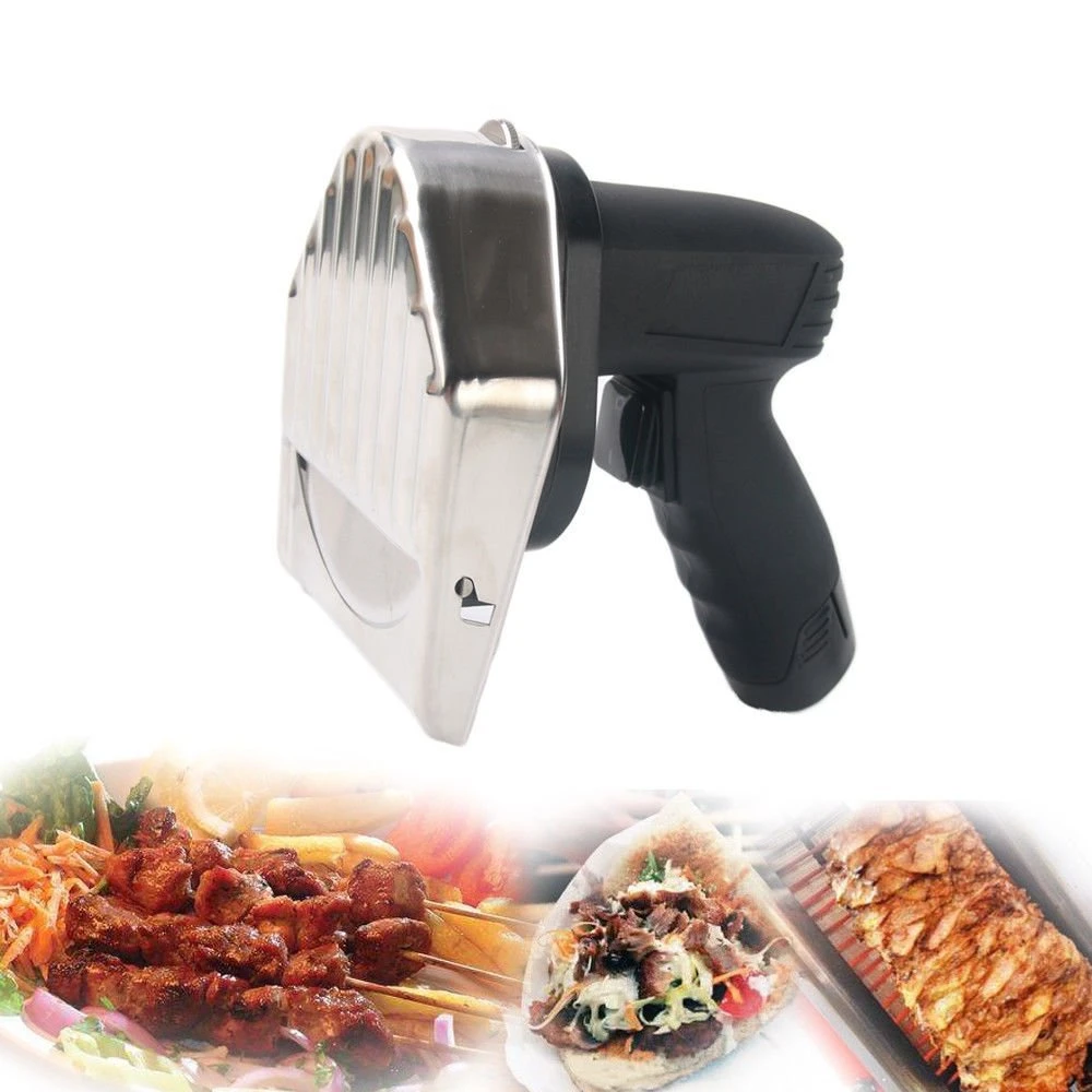 Cutit electric kebab/shaorma profesional fara fir, putere 80W, 2 baterii incluse, lama zimtata suplimentara Cutit electric kebab/shaorma profesional fara fir, putere 80W, 2 baterii incluse, lama zimtata suplimentara