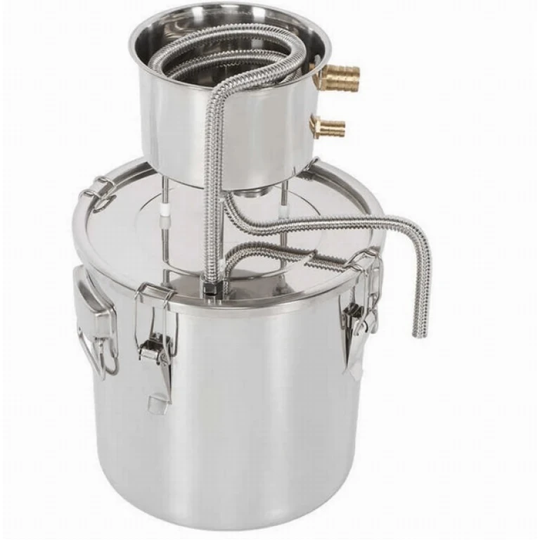 Distilator Alcool, Capacitate 22 Litri, din Otel Inoxidabil, Pompa de Apa si tub de Cupru, Set pentru productia acasa de Whisky, Vin si Brandy, Apa distilata, Termometru Incorporat