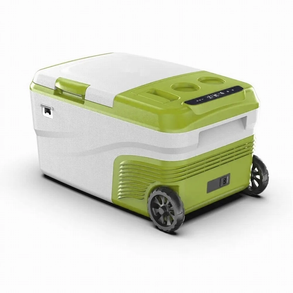Frigider 35L cu roți, tractabil, manevrabil pentru plajă, auto rulotă, alimentare brichetă la 12-24V sau baterie proprie, panou solar, rezistent la vibrații, cu compresor cu congelare -20°C Frigider 35L cu roți, tractabil, manevrabil pentru plajă, auto rulotă, alimentare brichetă la 12-24V sau baterie proprie, panou solar, rezistent la vibrații, cu compresor cu congelare -20°C