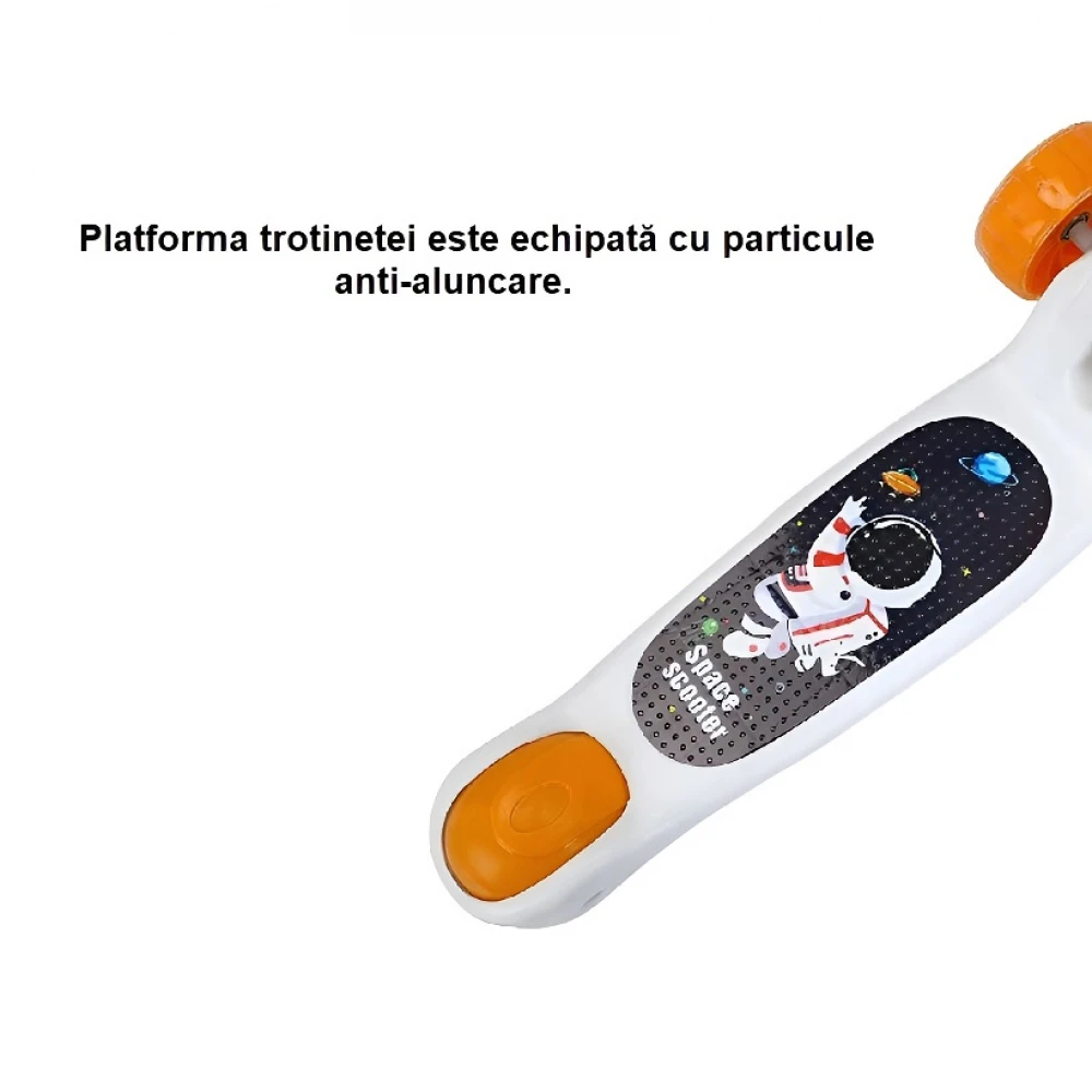 Trotinetă Space Pliabilă pentru copii, cu lumini, ghidon reglabil, roți din silicon, 3-8ani Trotinetă Space Pliabilă pentru copii, cu lumini, ghidon reglabil, roți din silicon, 3-8ani