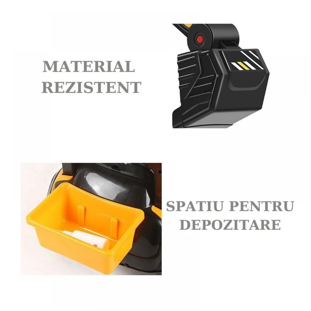 Mașinuță electrică tip Excavator pentru copii, volan, spătar, bare laterale, 2-7ani, Portocaliu Mașinuță electrică tip Excavator pentru copii, volan, spătar, bare laterale, 2-7ani, Portocaliu