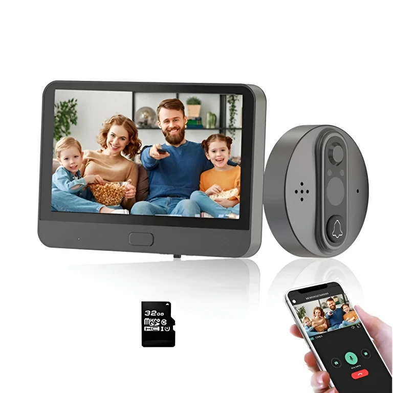 Sonerie video cu display, Wi-fi si Tuya, afișaj pe telefon cu notificare cu ecran 4.3 inch - Dittom™