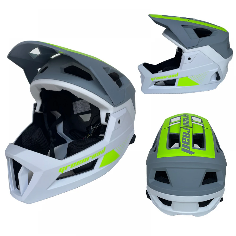Cască MTB Full Face, Mountain Bike, Gri, Stil, Protecție și Performanță Cască MTB Full Face, Mountain Bike, Gri, Stil, Protecție și Performanță
