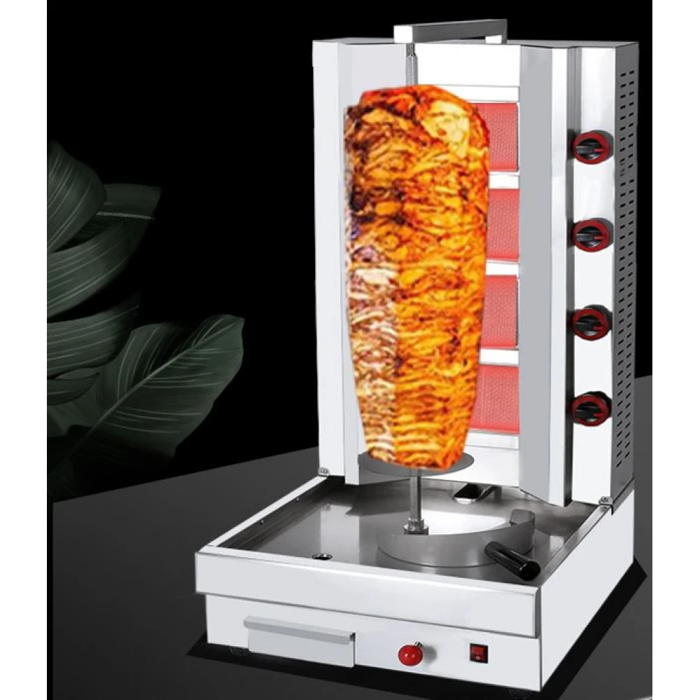 Aparat profesional pentru shaorma, rotisor, kebab, inox, cu 4 arzătoare, alimentare gaz Aparat profesional pentru shaorma, rotisor, kebab, inox, cu 4 arzătoare, alimentare gaz