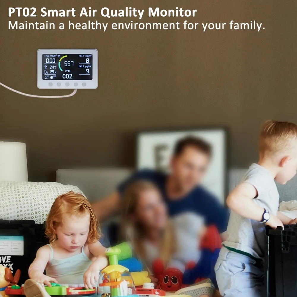 Monitor inteligent cu ecran 7'' CO2 pentru calitatea aerului - control WIFI Tester cu senzor de dioxid de carbon, aplicație TUYA Monitor inteligent cu ecran 7'' CO2 pentru calitatea aerului - control WIFI Tester cu senzor de dioxid de carbon, aplicație TUYA