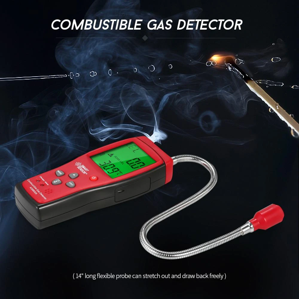 Dispozitiv profesional de inaltă precizie, pentru detectare gaz metan si LEL, scurgere gaze, analizor gaze de combustie, detector de gaz portabil cu senzor flexibil Dispozitiv profesional de inaltă precizie, pentru detectare gaz metan si LEL, scurgere gaze, analizor gaze de combustie, detector de gaz portabil cu senzor flexibil