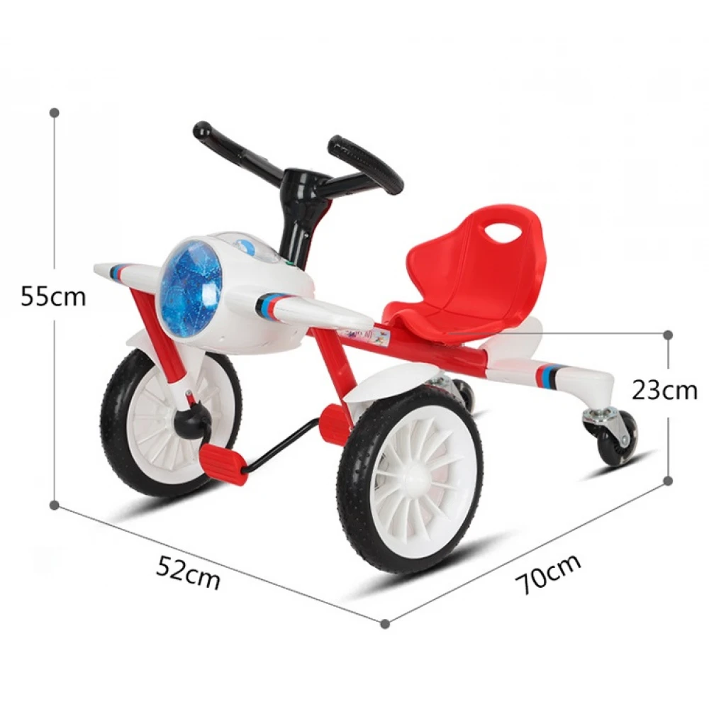 Bicicletă/ kart/ drift pentru copii cu 4 roți, în formă de avion cu pedale și scaun ergonomic Bicicletă/ kart/ drift pentru copii cu 4 roți, în formă de avion cu pedale și scaun ergonomic