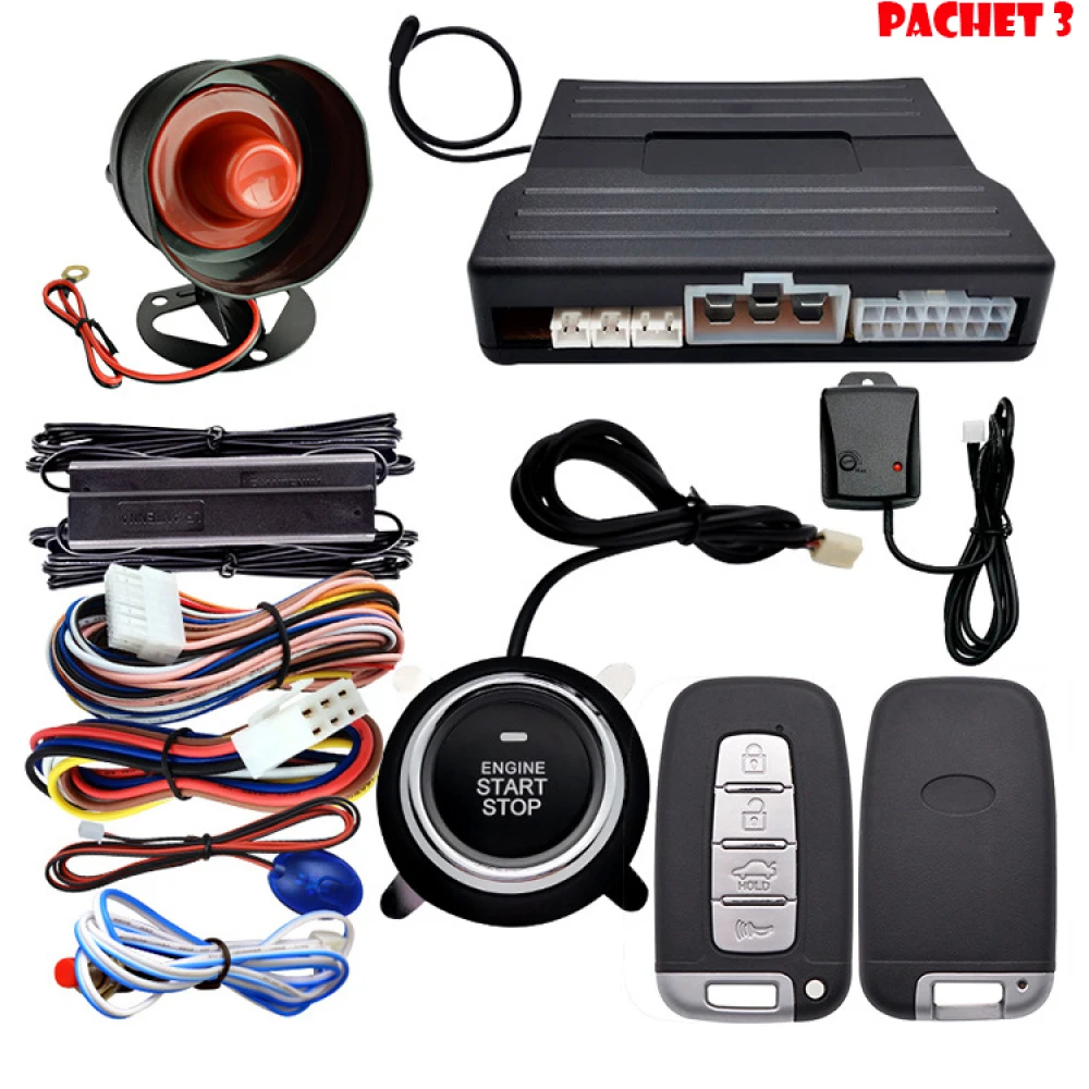 Alarma Auto - Sistem universal complet Keyless GO & Keyless ENTRY / Pornire motor de la distanta / Buton start-stop / Deblocare prin amprenta / Deblocare cu cheia in buzunar Alarma Auto - Sistem universal complet Keyless GO & Keyless ENTRY / Pornire motor de la distanta / Buton start-stop / Deblocare prin amprenta / Deblocare cu cheia in buzunar