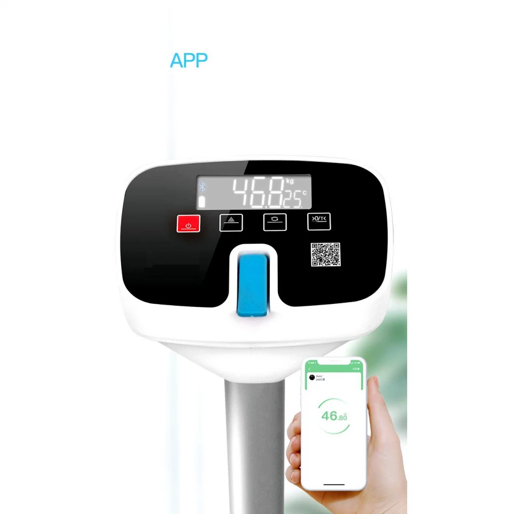 Cântar corporal profesional, inteligent, cu afișaj LCD, măsurare indice masă (BMI), înălțime, smart, pentru uz intens, maxim 180 kg Cântar corporal profesional, inteligent, cu afișaj LCD, măsurare indice masă (BMI), înălțime, smart, pentru uz intens, maxim 180 kg