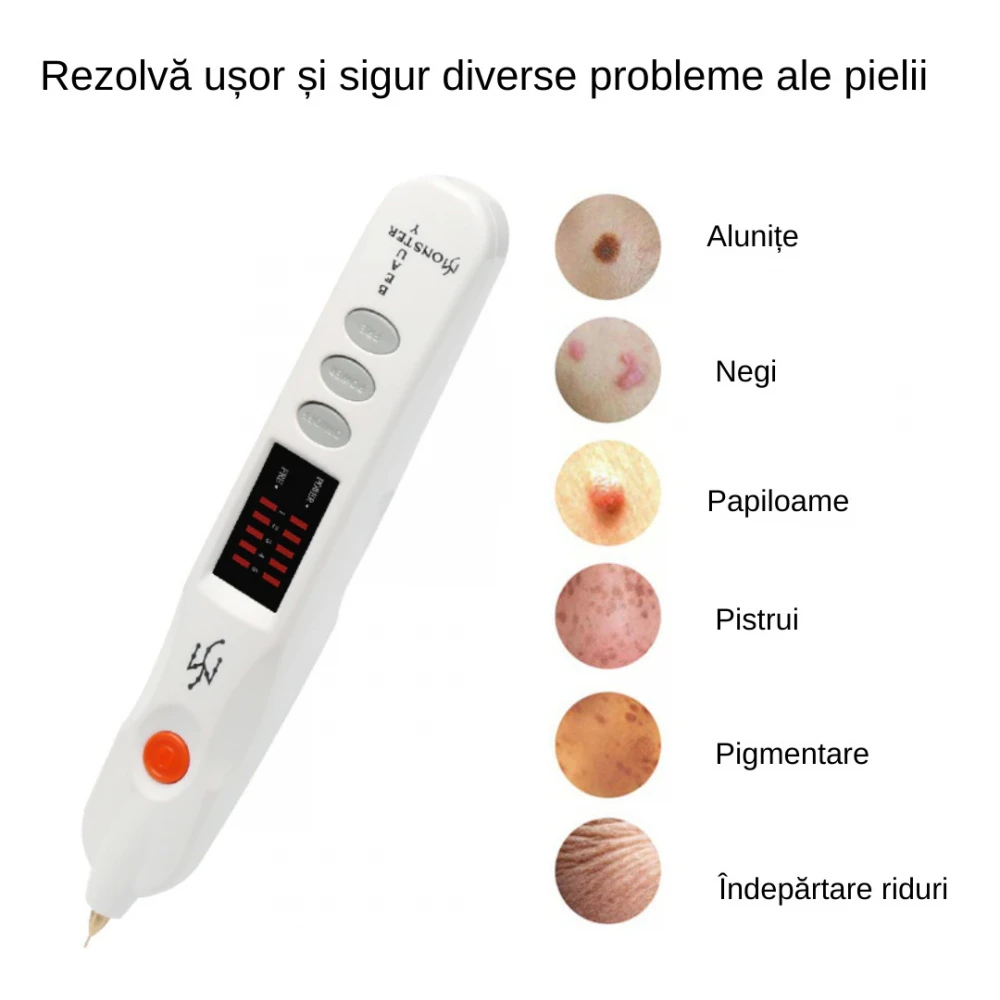 Aparat Plasma Pen cosmetic pentru indepartarea Tatuajelor, Cicatricilor, Petelor, Alunitelor, Pistruilor, Eliminarea cu laser a negilor, Ecran LCD, nivele reglabile, USB, Alb Aparat Plasma Pen cosmetic pentru indepartarea Tatuajelor, Cicatricilor, Petelor, Alunitelor, Pistruilor, Eliminarea cu laser a negilor, Ecran LCD, nivele reglabile, USB, Alb
