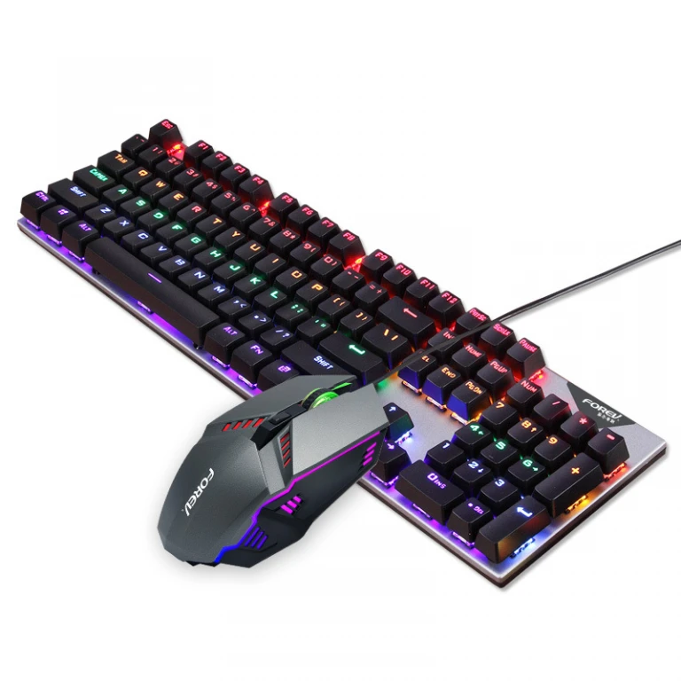 Tastatură mecanică cu lumini led cu mouse inclus pe USB, hot swap, pentru gaming Tastatură mecanică cu lumini led cu mouse inclus pe USB, hot swap, pentru gaming