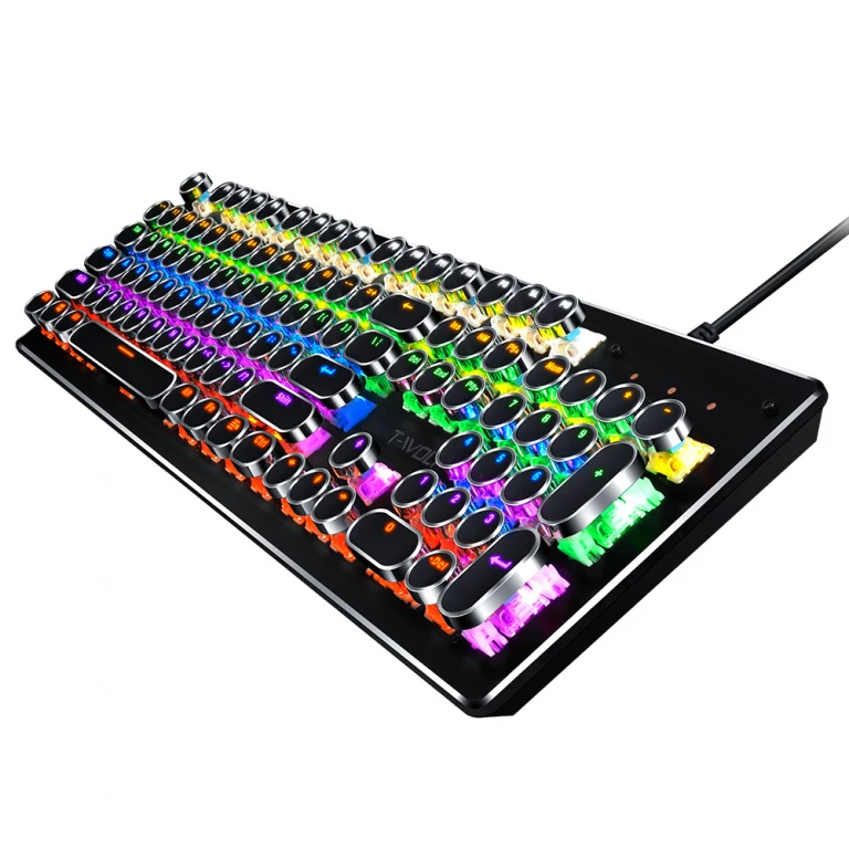 Tastatura mecanica retro gaming, iluminare curcubeu cu multiple efecte Tastatura mecanica retro gaming, iluminare curcubeu cu multiple efecte