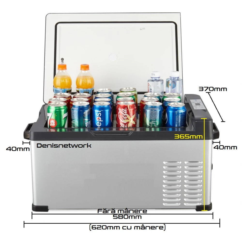 Frigider 30l auto rulotă, camion, dube 3,5t alimentare brichetă la 12-24V, baterii panou solar, rezistent la vibrații, cu compresor cu congelare -20°C Frigider 30l auto rulotă, camion, dube 3,5t alimentare brichetă la 12-24V, baterii panou solar, rezistent la vibrații, cu compresor cu congelare -20°C