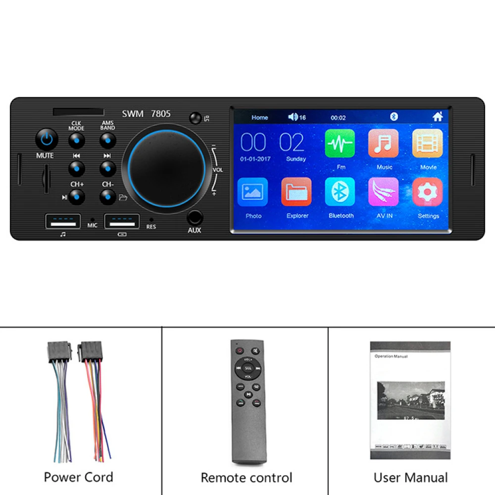 Radio Auto MP3/1DIN , SD, USB, FM, cu telecomandă / Display 4.1 / Ieșire amplificată 50WX4 Radio Auto MP3/1DIN , SD, USB, FM, cu telecomandă / Display 4.1 / Ieșire amplificată 50WX4